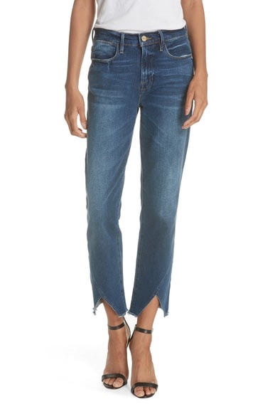 FRAME Le High Straight Asymmetrical Hem Jeans (Kingsway) 牛仔裤