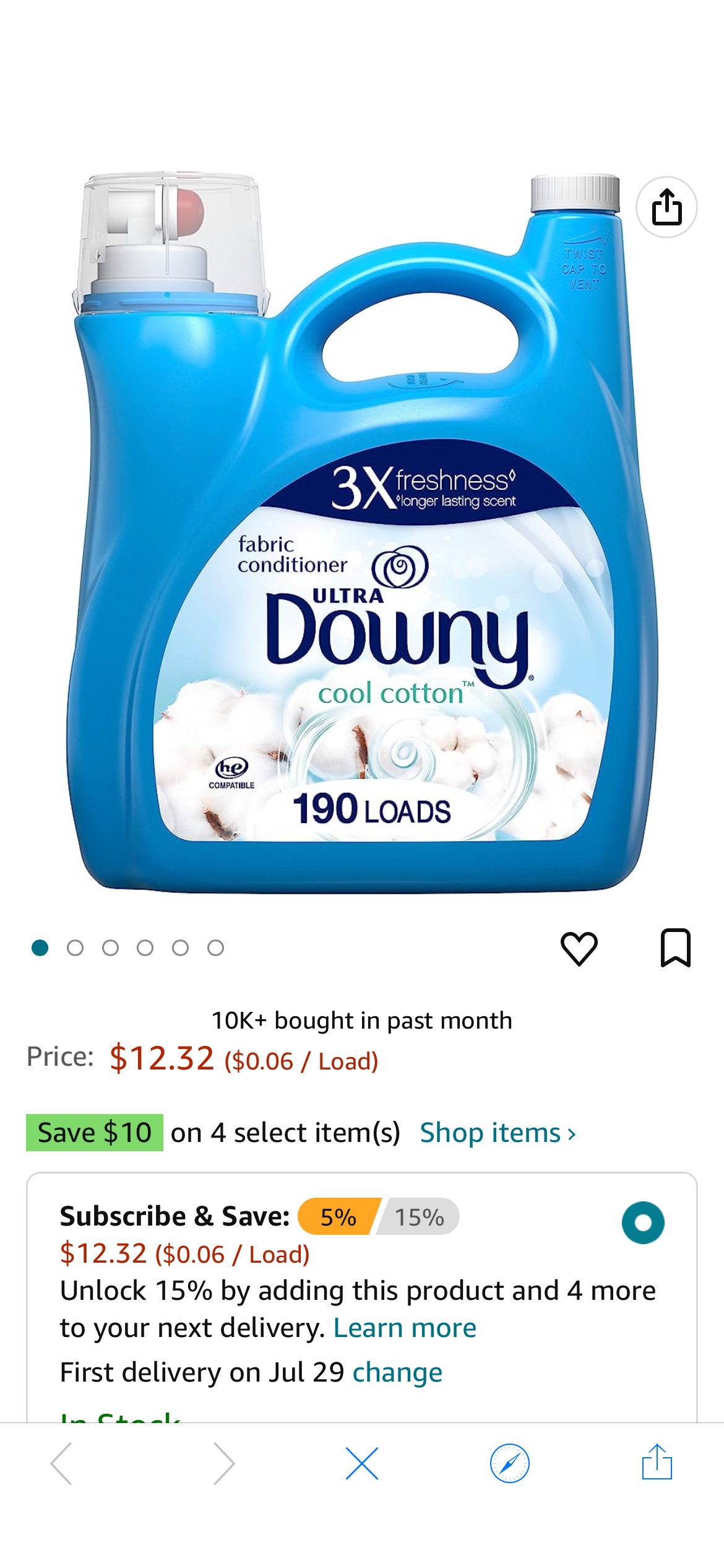Amazon.com: Downy Cool Cotton Liquid Fabric Conditioner (Fabric Softener), 164 Fl Oz, 190 Loads : Health & Household