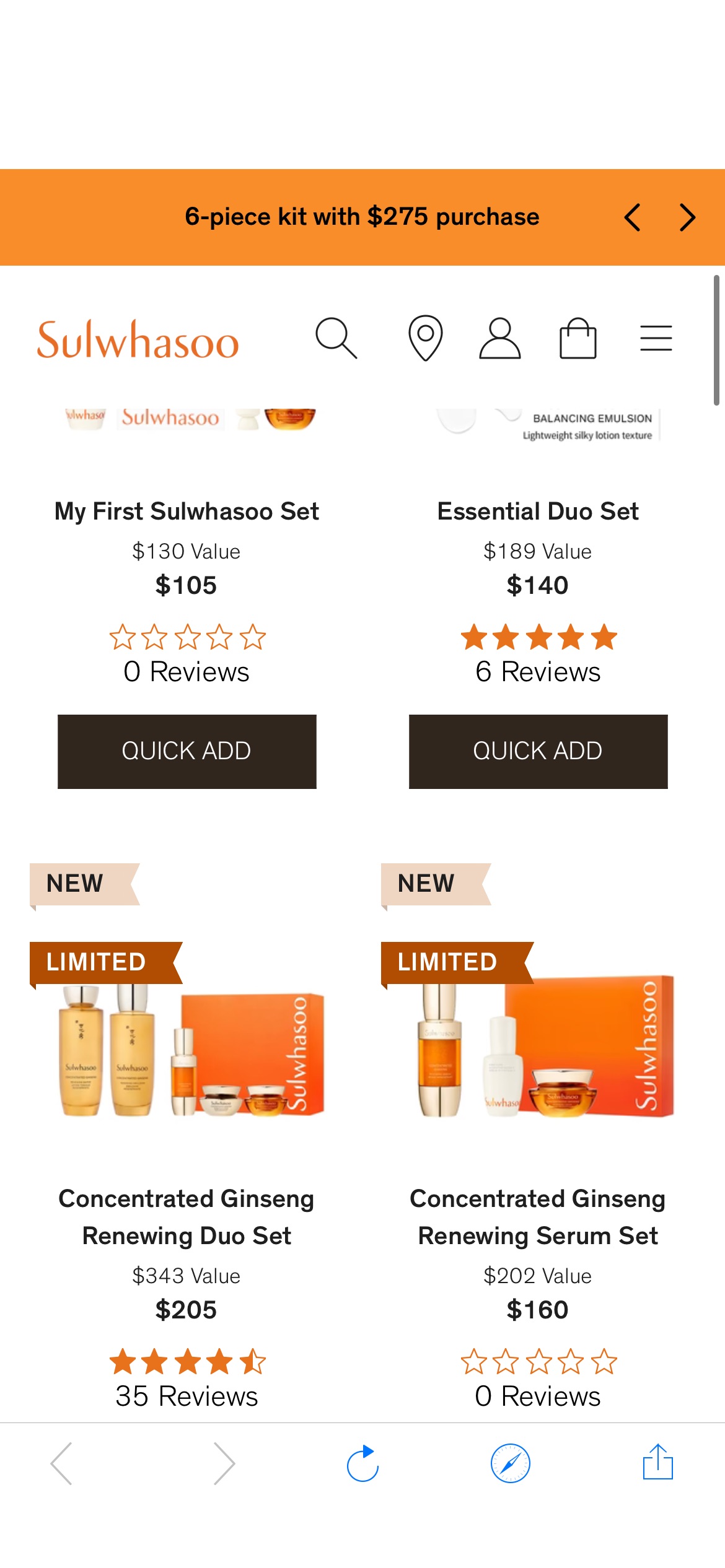 Online Exclusive: Gift With Purchase – Sulwhasoo Sulwhasoo：你的皮肤应该有容光焕发的效果。获得免费的6件套程序，订单超过275美元。