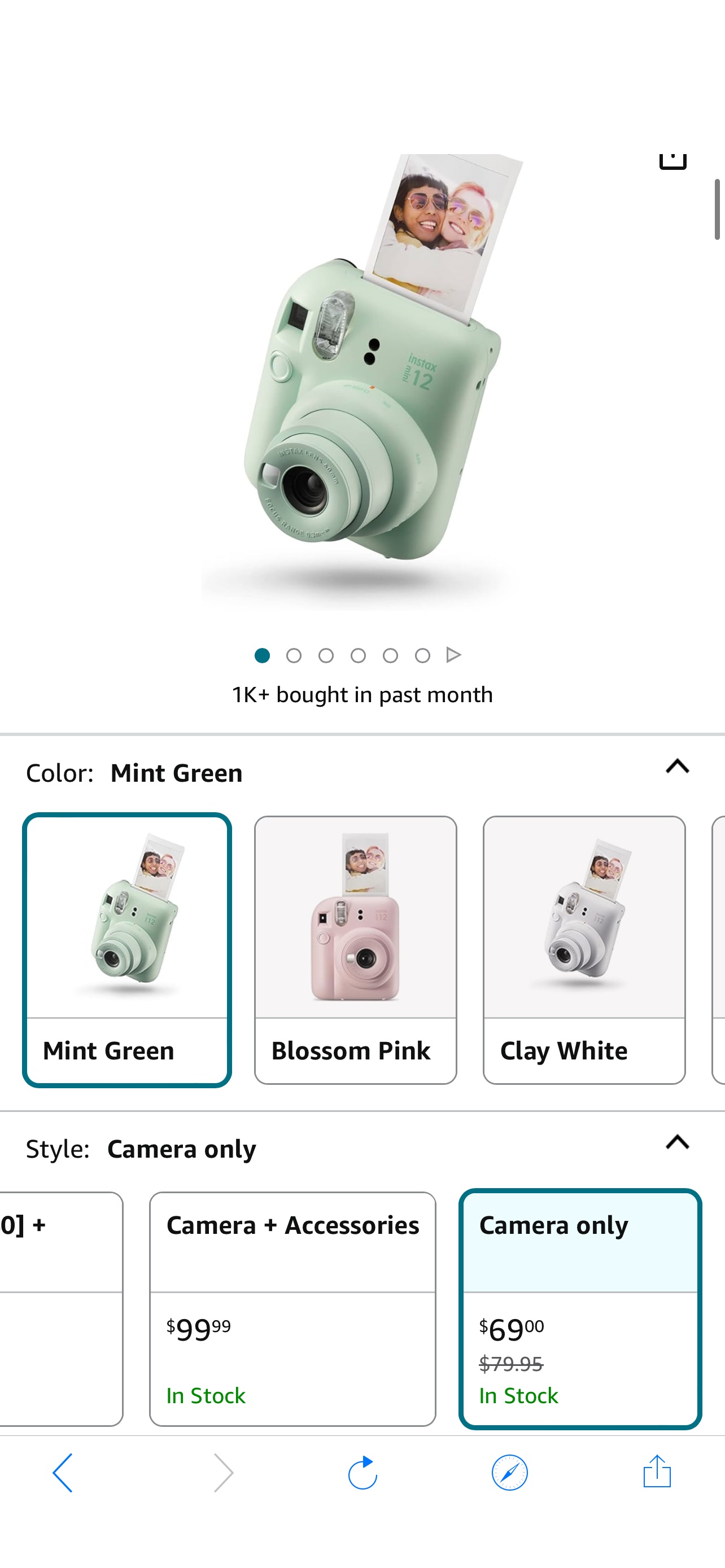 Amazon.com : Fujifilm Instax Mini 12 Instant Camera - Mint Green : Electronics