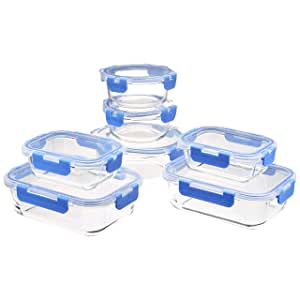 Amazon.com: Amazon Basics 玻璃食品储存容器，带无 BPA 锁盖 - 14 件套
