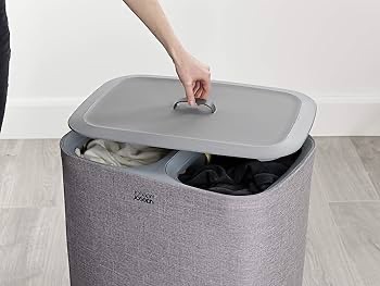 Amazon.com: Joseph Joseph Tota 90-liter Laundry Hamper Separation Basket with lid, 2 Removable Washing Bags with Handles - Grey : Home & Kitchen