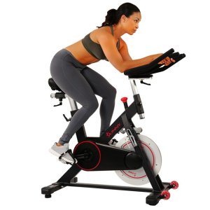 Sunny Health Fitness Magnetic Belt Drive Indoor Stationary Cycle Exercise Bike, High Weight Capacity, Device Mount, SF-B1805
