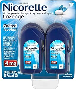 Amazon.com: Nicorette 4 mg Coated Nicotine Lozenges to Help Quit Smoking - Ice Mint Flavored Stop Smoking Aid, 20 Count x 4 : Health &amp; Household