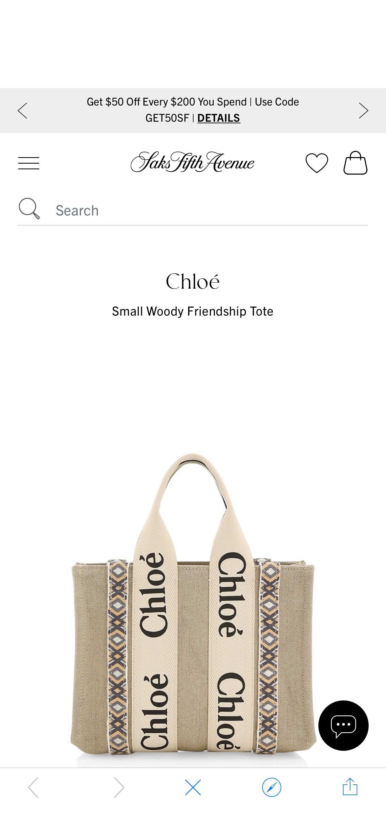五折！Chloé Small Woody Friendship Tote | Saks Fifth Avenue