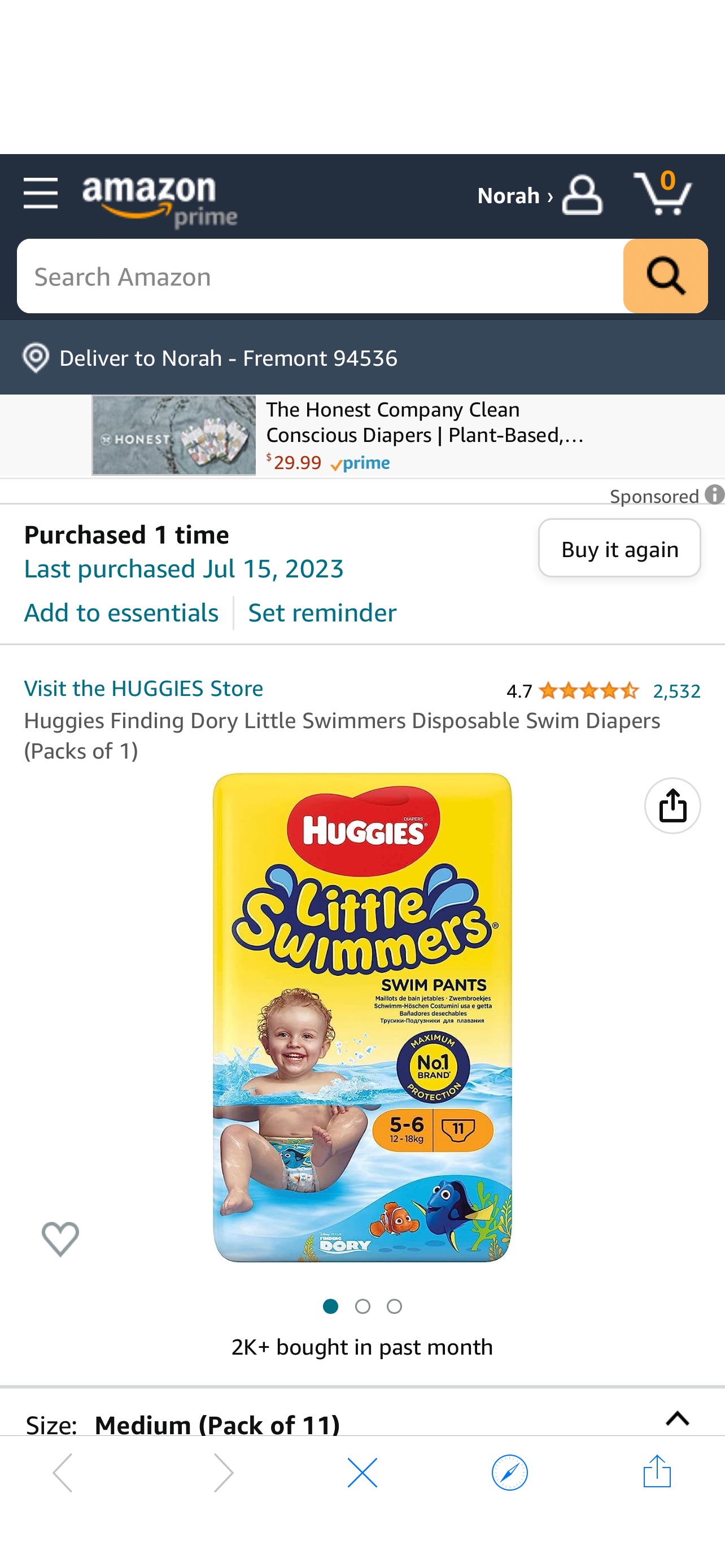 Amazon.com: Huggies Finding Dory Little Swimmers Disposable Swim Diapers (Packs of 1) : Health & Household