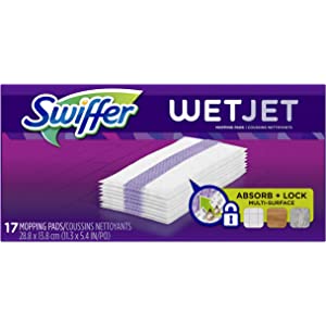 Swiffer Wetjet Hardwood Mop Pad Refills 拖地布for Floor Mopping and Cleaning, All Purpose Multi Surface Floor Cleaning Product, 17 片