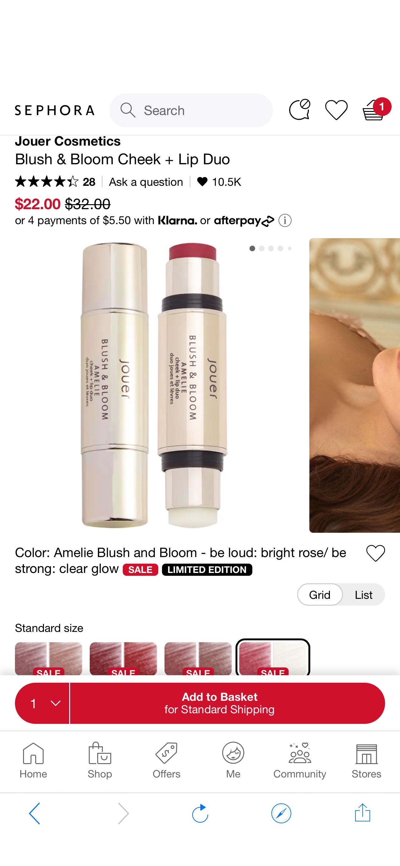 Blush & Bloom Cheek + Lip Duo - Jouer Cosmetics双头唇颊两用棒| Sephora