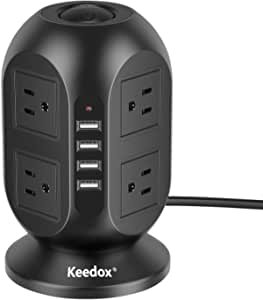 Keedox Surge Protector 8 Outlet 4 USB Ports Electric Charging Station