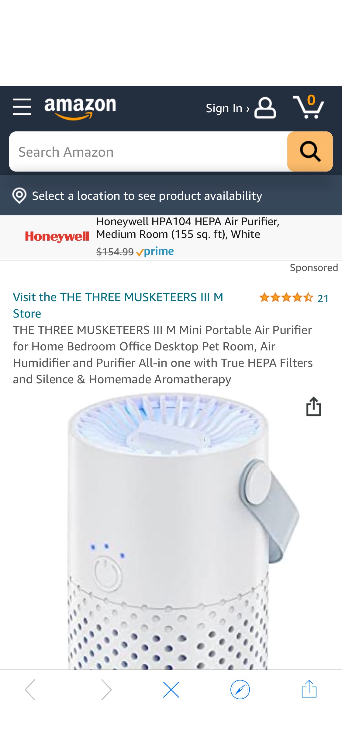 THE THREE MUSKETEERS III M Mini Portable Air Purifier for Home Bedroom Office Desktop Pet Room, Air Humidifier and Purifier All-in one with True HEPA Filters and Silence & Homemade Aromatherapy