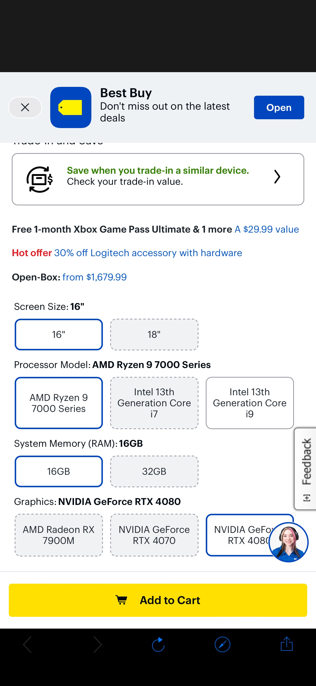 Alienware m16 QHD+ 240Hz Gaming Laptop AMD Ryzen 9 16GB Memory NVIDIA GeForce RTX 4080 1TB SSD Windows 11 Pro Dark Metallic Moon AWM16-A138BLK-PUS - Best Buy