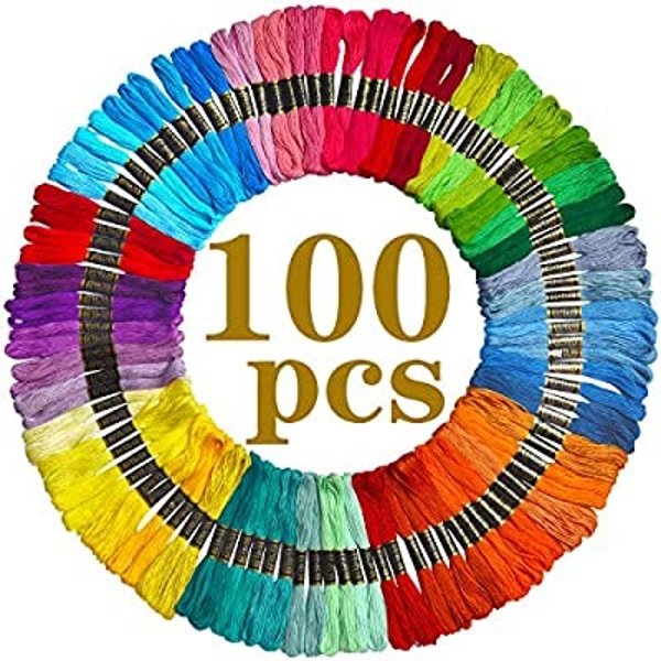 Crafts Floss Rainbow Color Cross Stitch Threads 50 Skeins Per Pack and Free Set of 11 Pcs Embroidery Tool Kits Friendship Bracelets Floss Embroidery Floss