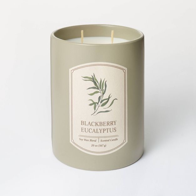 20oz Ceramic Blackberry Eucalyptus Candle Green - Threshold™ Designed With Studio Mcgee : Target