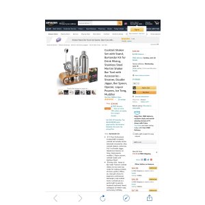 $11.99 Amazon.com: Cocktail Shaker Set with Stand, Bartender Kit for Drink Mixing, Stainless Steel Martini Shaker Bar Tool with Accessories - Strainer, Double Jigger, Bar Spoon, Opener 调酒工具