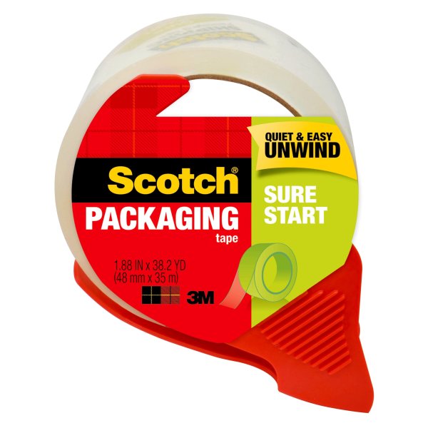 Sure Start Packing Tape, Clear, 1.88 in. x 54.6 yd., 1 Tape Roll