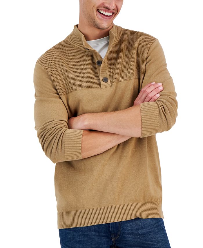 Club Room Men's Button Mock Neck Sweater, Created for Macy's - Macy's