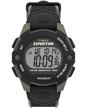 Amazon.com: Timex Men&#39;s Expedition 41mm Watch - Black Strap Digital Dial Green Case : Clothing, Shoes &amp; Jewelry