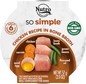 Nutro So Simple Meal Complement Wet Dog Food Chicken Recipe in Bone Broth, 2 oz. Tubs, Pack of 10