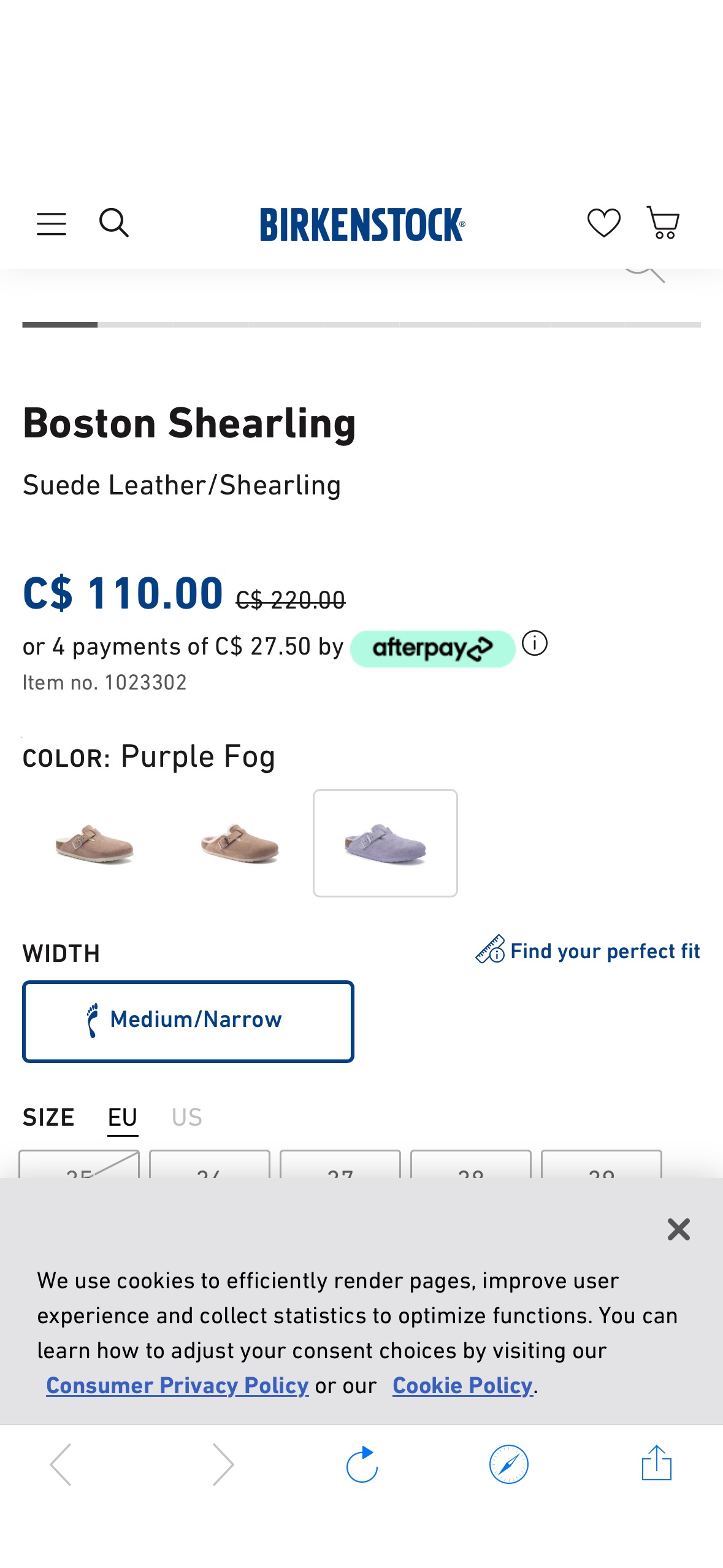 巨折 会员额外9折Boston Shearling Suede Leather/Shearling Purple Fog | BIRKENSTOCK