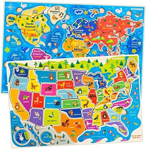 AmazonSmile儿童世界地图和美国地图拼图闪购