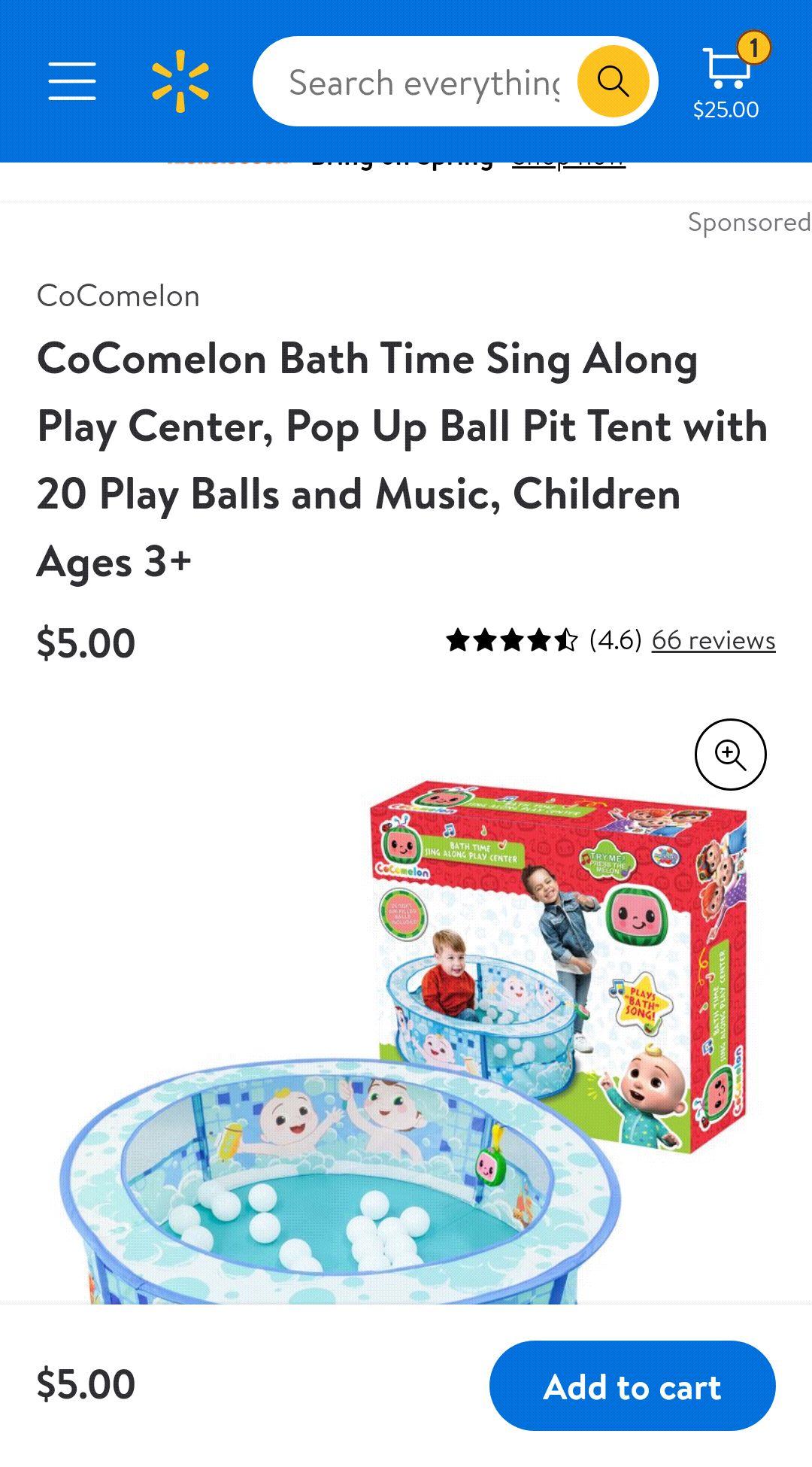 CoComelon沐浴游戏中心  Bath Time Sing Along Play Center, Pop Up Ball Pit Tent with 20 Play Balls and Music, Children Ages 3+ - Walmart.com