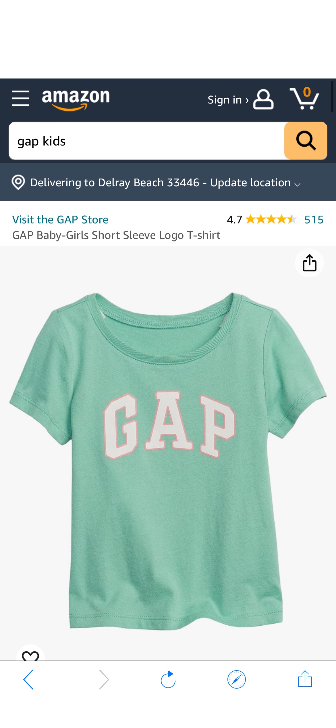 Amazon.com: GAP Baby Girls Logo T-Shirt Caribe Green 2YRS: Clothing, Shoes & Jewelry儿童上衣