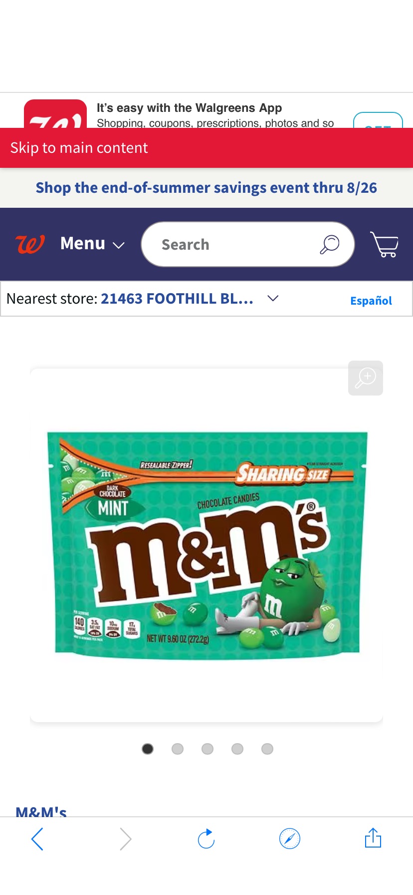 M&M's Chocolate Candies Mint | Walgreens