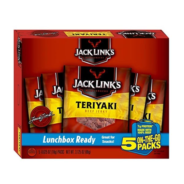 Jack Link’s Beef Jerky 5 Count Multipack, Teriyaki, 0.625 oz