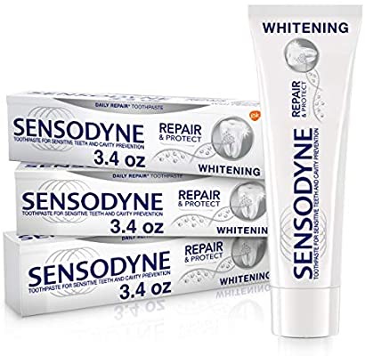 Amazon.com : Sensodyne Repair & Protect Teeth Whitening Sensitive Toothpaste, Cavity Prevention and Sensitive Teeth Treatment - 3.4 Ounces (Pack of 3) 舒适达牙膏三支装