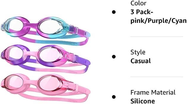 Amazon.com : findway Kids Swim Goggles, 3 Pack Kids Swimming Goggles Anti-fog No Leaking Girls Boys for Age 3-14 : Sports & Outdoors