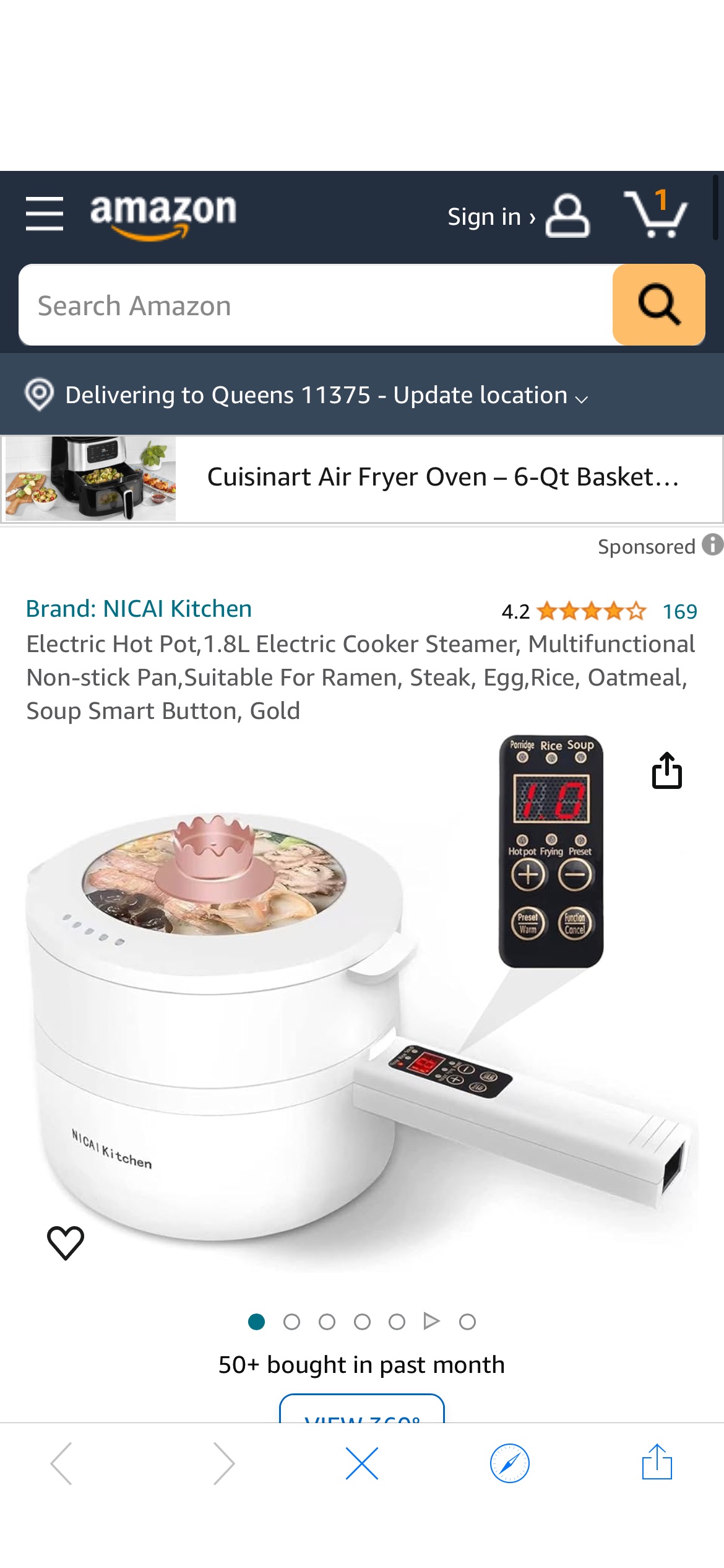 Amazon.com: NICAI Kitchen Electric Hot Pot,1.8L Electric Cooker Steamer, Multifunctional Non-stick Pan,Suitable For Ramen, Steak, Egg,Rice, Oatmeal, Soup Smart Button, Gold: Home & Kitchen
