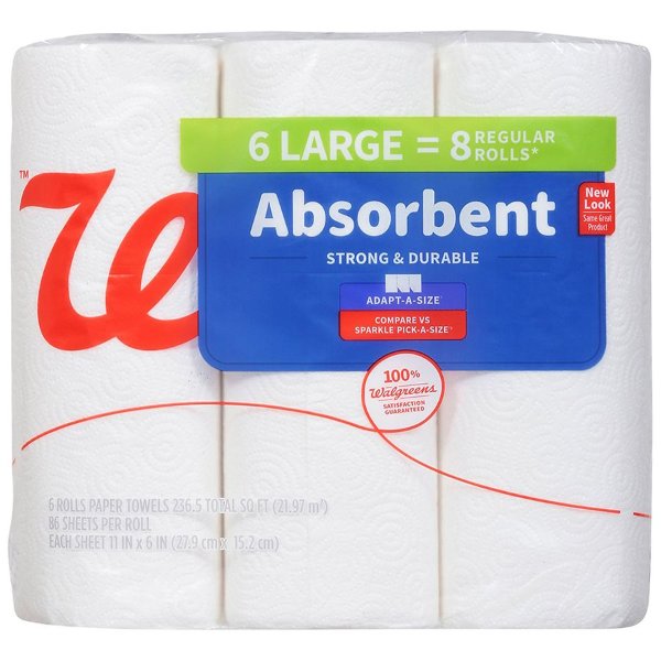 Absorbent Paper Towels 6 Rolls