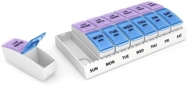 Weekly AM/PM Travel Pill Organizer and Planner