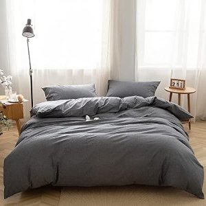 FACE TWO FACE Bedding Duvet Cover Set 3 Pieces 100% Washed Cotton