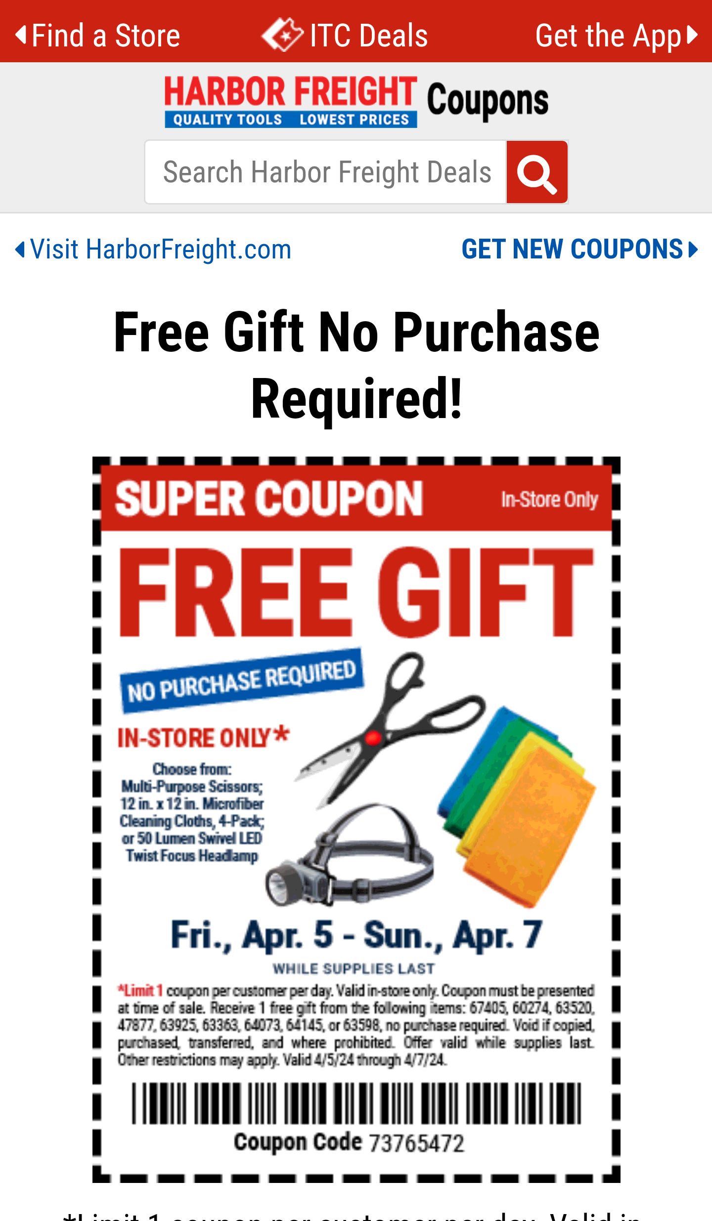 Free Gift No Purchase Required! – Harbor Freight Coupons