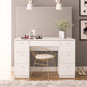 Boahaus Artemisia Modern Vanity Table, Boahaus Eleanor Modern Vanity Table With Mirror And 3 Drawers White Finish