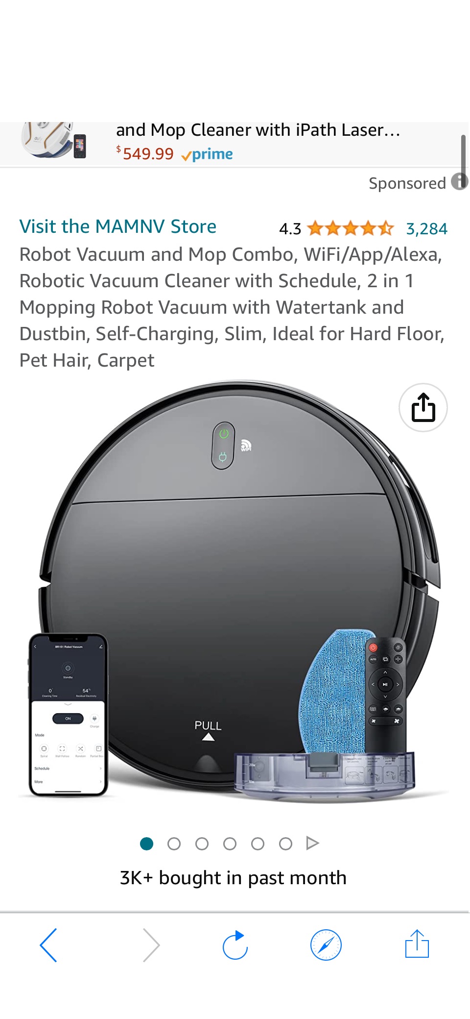 Amazon.com - Robot Vacuum and Mop Combo, WiFi/App/Alexa, Robotic Vacuum Cleaner with Schedule, 2 in 1 Mopping Robot Vacuum with Watertank and-原价404