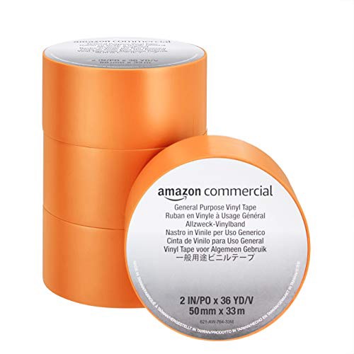 AmazonCommercial 通用乙烯基胶带，0.13mm x 2" x 33M，橙色 - 4 件装