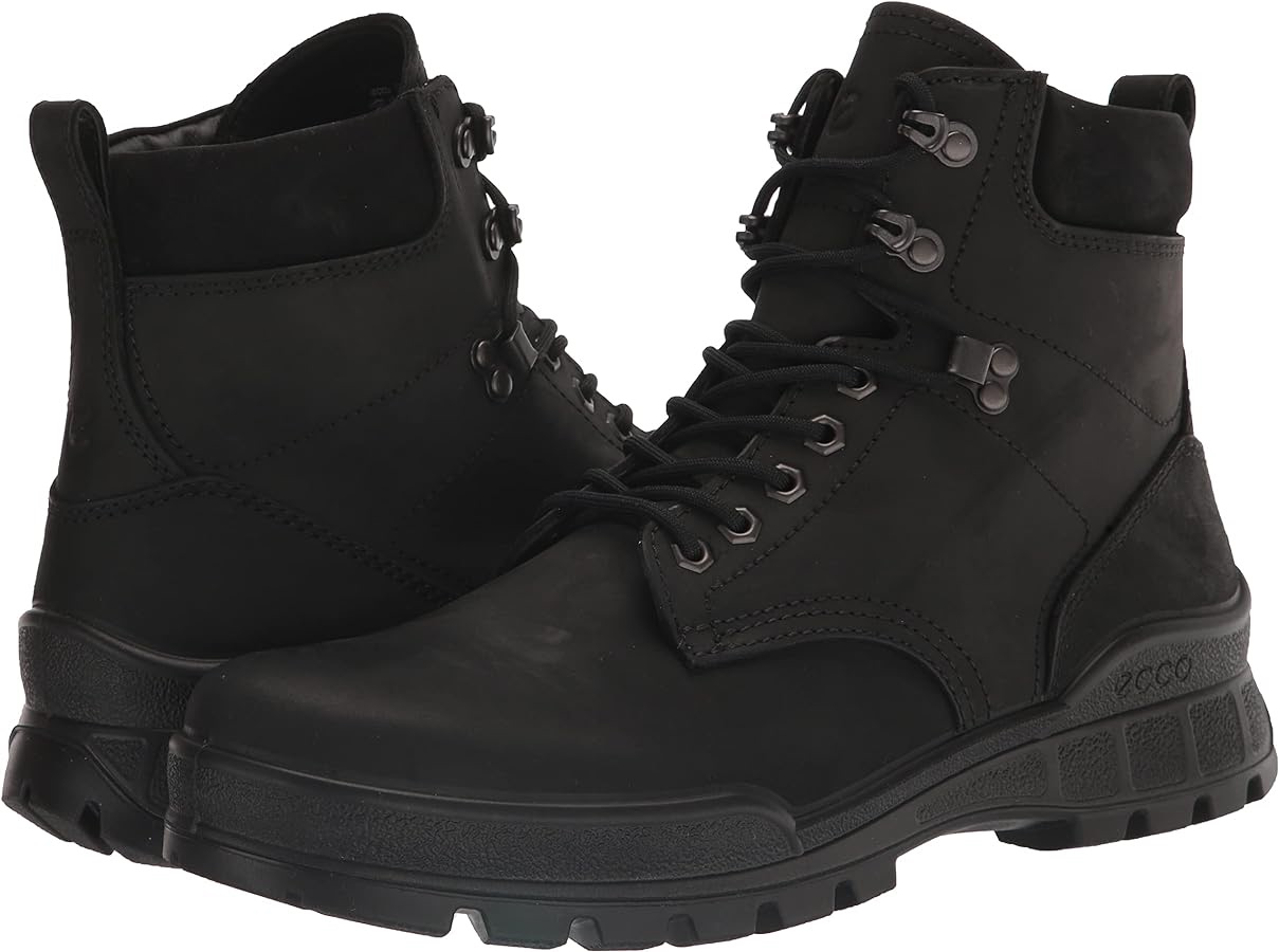 Amazon.com | ECCO Men's Track 25 Waterproof Plain Toe Tie Hiking Boot, Black Nubuck, 10-10.5 | Hiking Boots