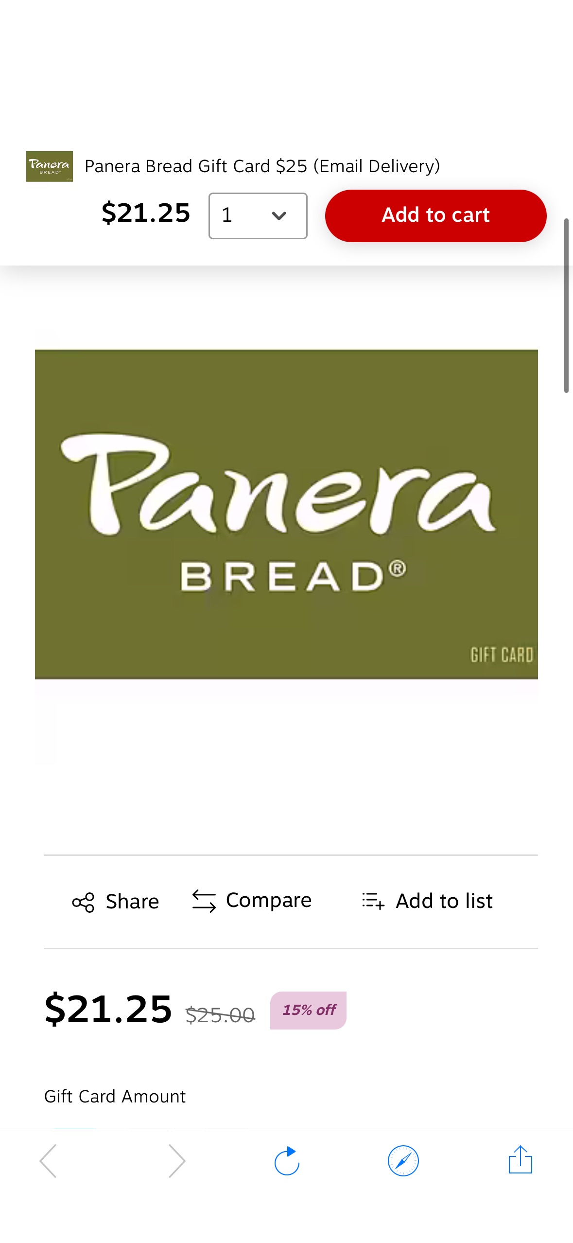 Panera Bread Gift Card $25 (Email Delivery) | Staples