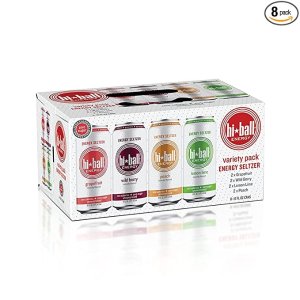 Hiball Energy 4 Flavor Seltzer Drink, Unsweetened, Zero Sugar and Calorie, 16 Fl Oz Cans, 8 Count (Variety Pack)