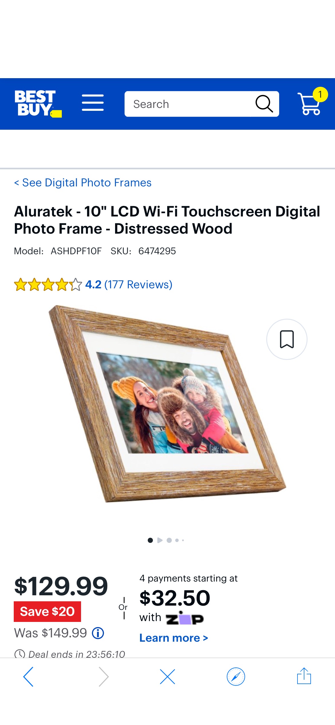 Aluratek 10" LCD Wi-Fi Touchscreen Digital Photo Frame Distressed Wood ASHDPF10F - Best Buy