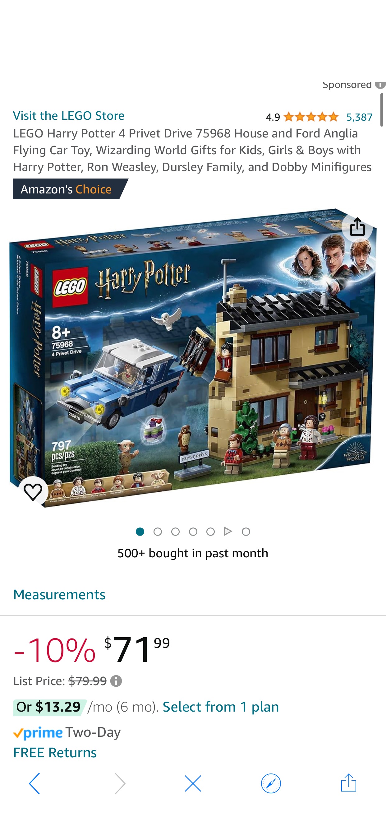 Amazon.com: LEGO Harry Potter 4 Privet Drive 75968 House and Ford Anglia Flying Car Toy, Wizarding World Gifts for Kids, Girls & Boys with Harry Potter, Ron Weasley, Dursley Family, and Dobby Minifigu