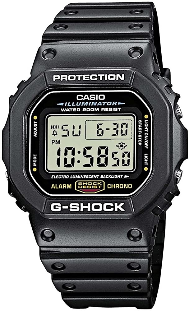 Casio Gshock手表
Amazon.com: Casio Men's G-Shock Quartz Watch with Resin Strap, Black, 20 (Model: DW5600E-1V)
