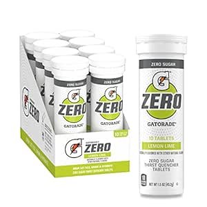 Gatorade Zero Tablets: Zero Sugar, All The Electrolytes, Lemon Lime, 10 Count (Pack of 8)​