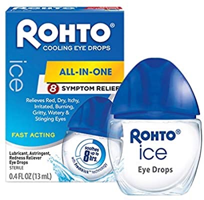 Amazon.com: Rohto Ice All-in-one, Multi-Symptom Relief Cooling Eye Drops, 0.4 oz, 3Count: 全功能眼药水