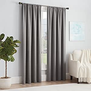 Eclipse Solid Thermapanel Modern Room Darkening Rod Pocket Window Curtain for Bedroom (1 Panel), 54 in x 63 in