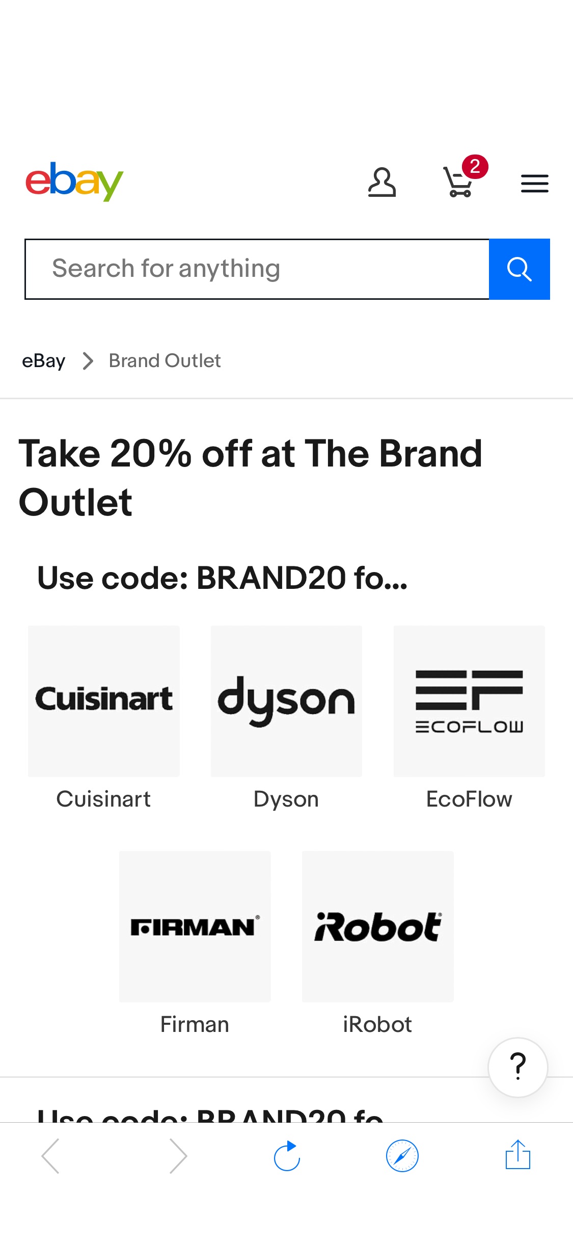 eBay has 20% Off Sale with code "BRAND20". Shipping is free.