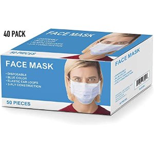 Cordova Safety Products ELM100 Disposable Face Masks, 3-Ply Construction, One Size Fits All, Pack of 2,000