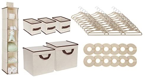Amazon.com : Delta Children Nursery Storage 48 Piece Set - Easy Storage/Organization Solution - Keeps Bedroom, Nursery & Closet Clean, Beige : Baby收纳套装